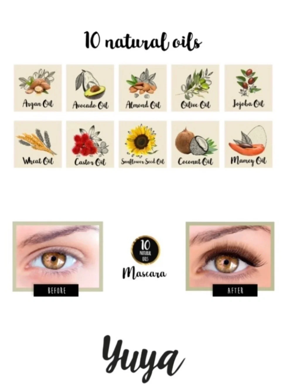 Yuya Eye Lash Mascara 10 Oils, Brown